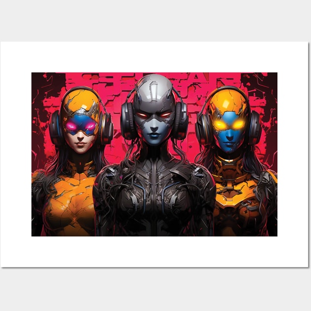 Cybernetic Trio Wall Art by Gold Turtle Lina